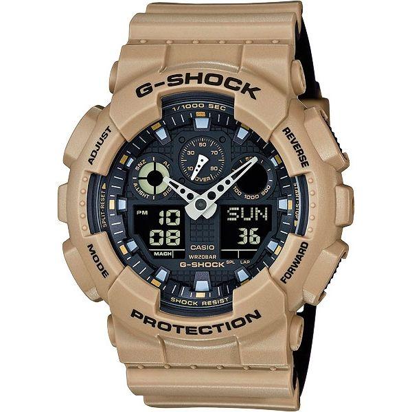 Casio Casio G-Shock GA-100L-8A GA-100 GA-100L-8A электронные мужские часы черный циферблат, браслет пластик — вид спереди