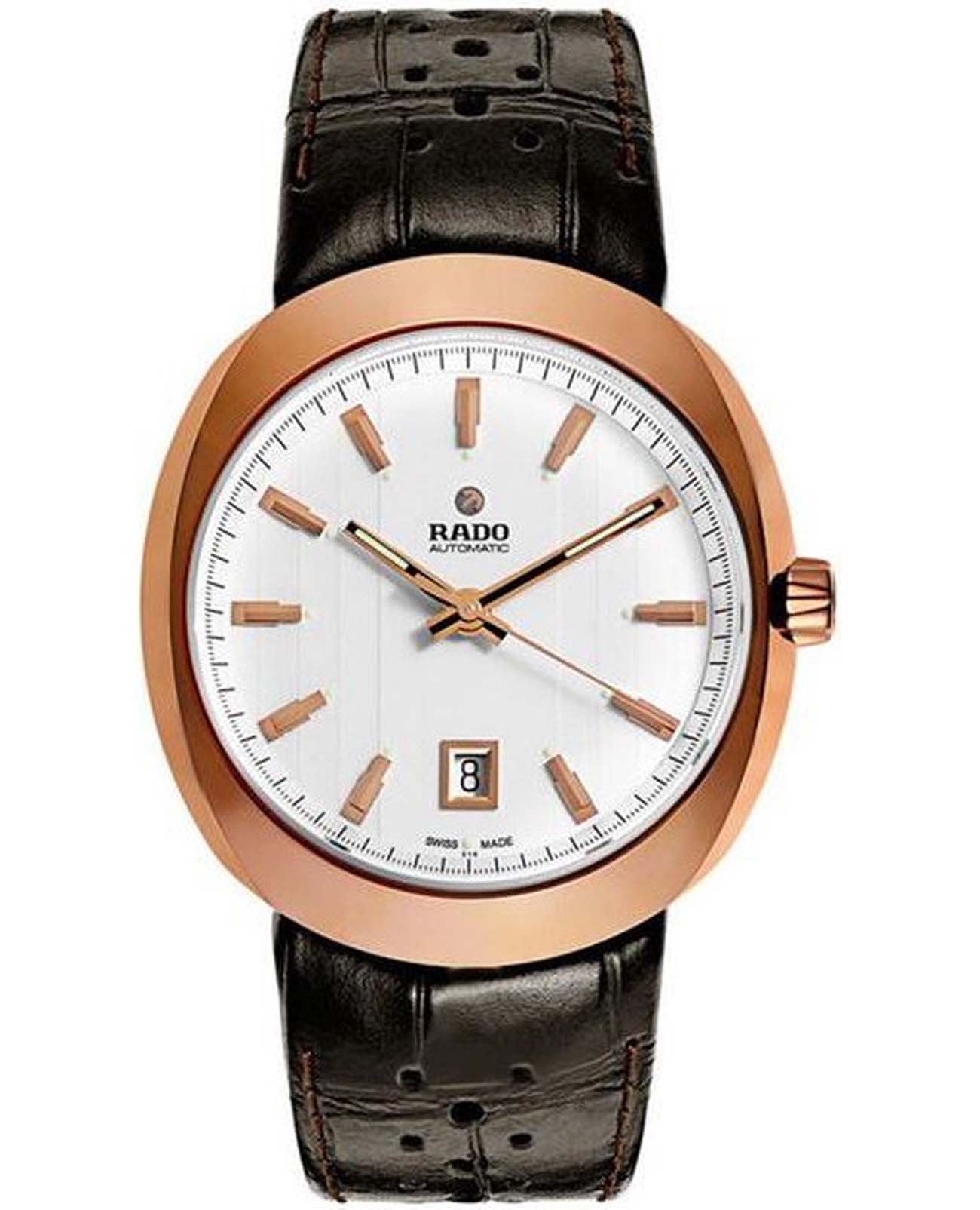 Rado Rado D-Star R15516105 Automatic R15516105 механические мужские часы белый циферблат, браслет кожаный — вид спереди
