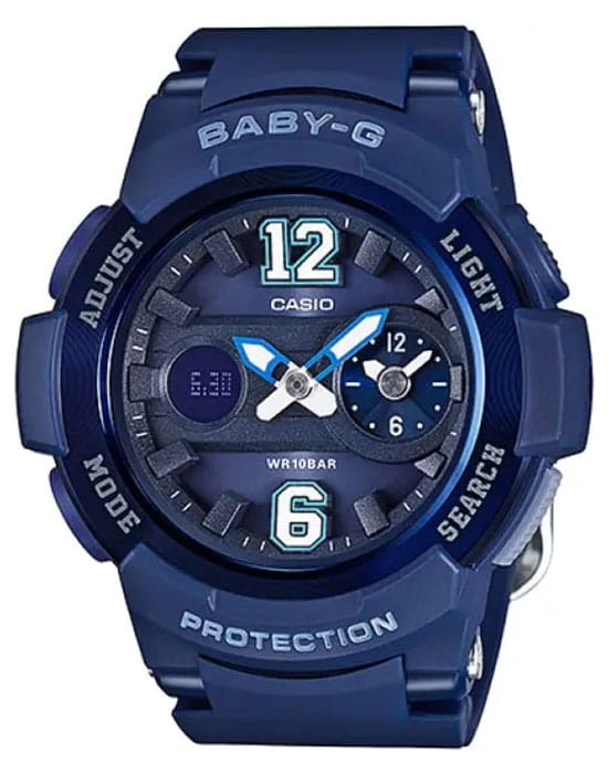 Casio Casio Baby-G BGA-210-2B2  BGA-210-2B2 кварцевые женские часы синий циферблат, браслет пластик — вид спереди