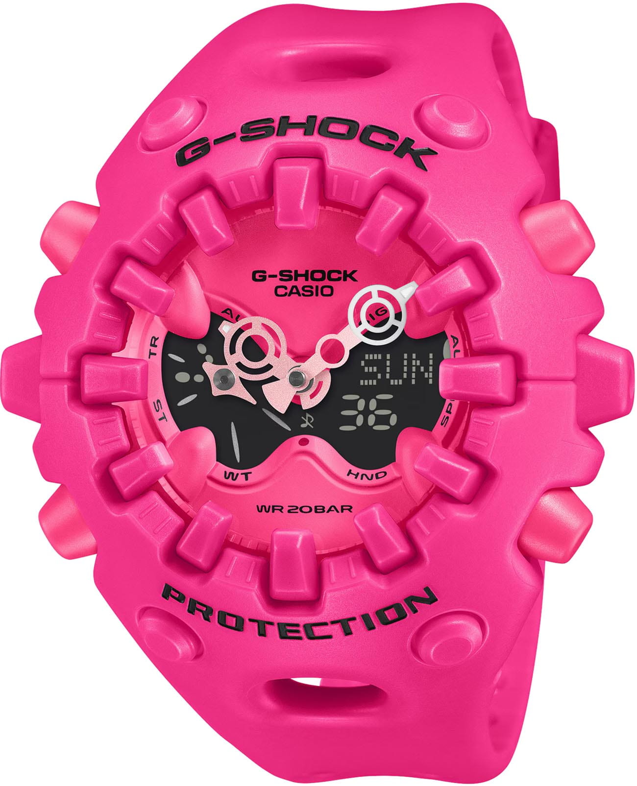 Casio Casio G-Shock GA-V01-4A GA GA-V01-4A кварцевые мужские часы розовый циферблат, браслет пластик — вид спереди
