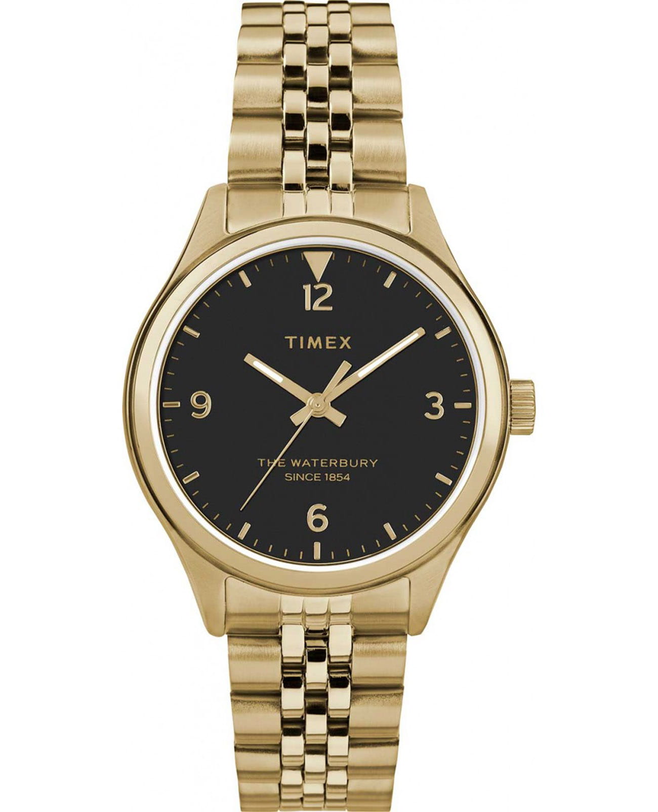 Timex Timex Waterbury Traditional TW2R69300  TW2R69300 кварцевые женские часы черный циферблат, браслет нержавеющая сталь с pvd-покрытием — вид спереди