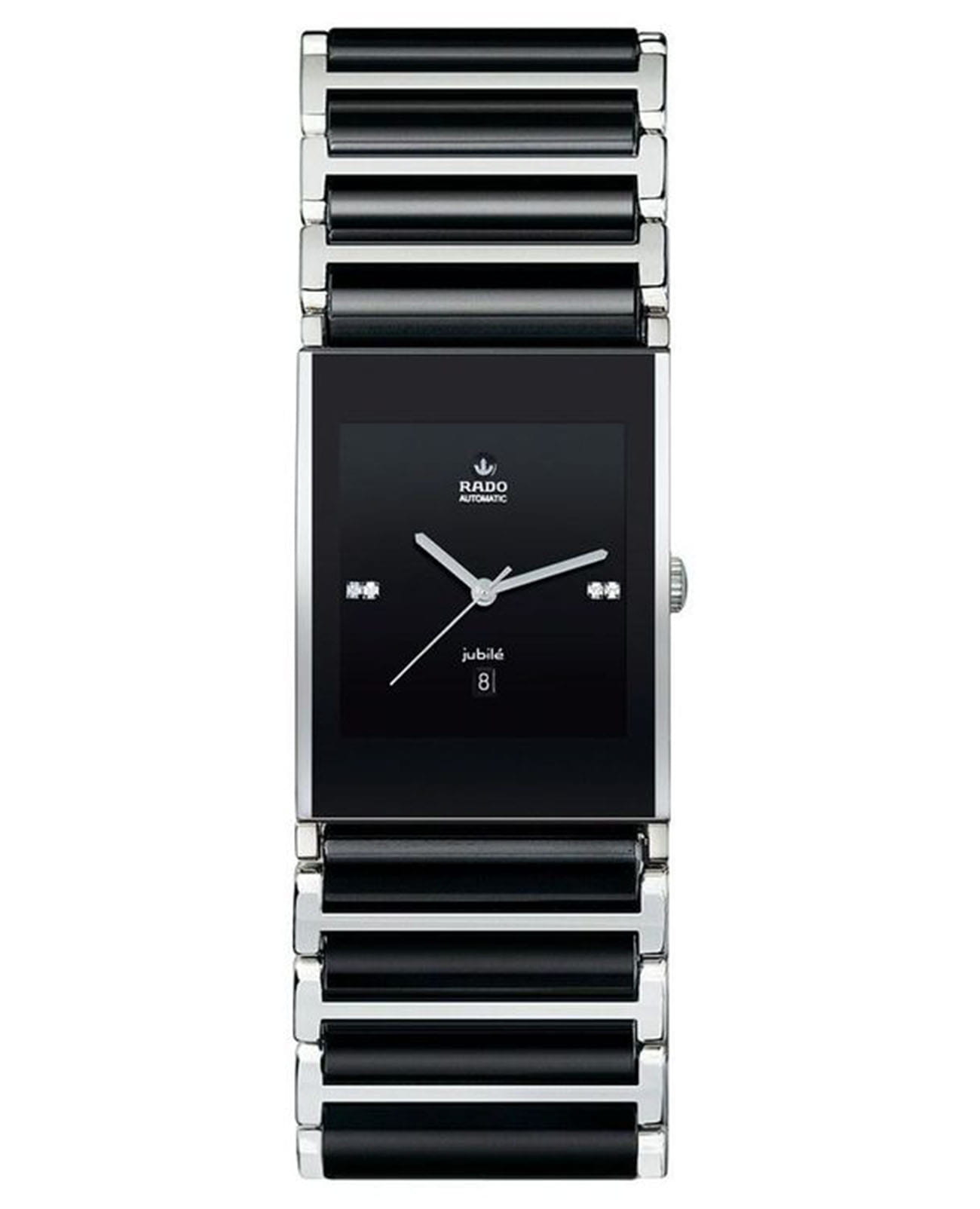 Rado Rado Integral Diamonds R20853702  R20853702 кварцевые женские часы черный циферблат, браслет сталь + керамические вставки — вид спереди