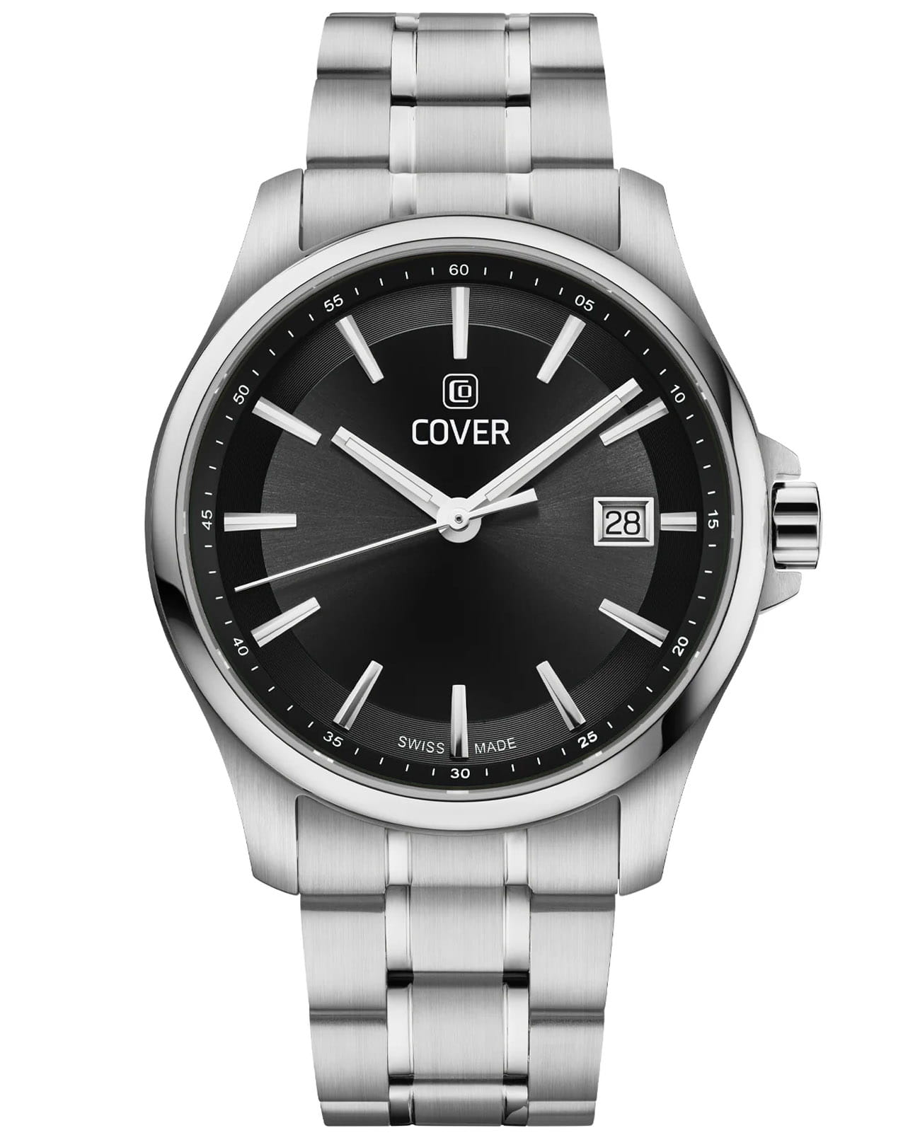 Cover Cover Marville CO214.01  CO214.01 кварцевые мужские часы черный циферблат, браслет нержавеющая сталь — вид спереди