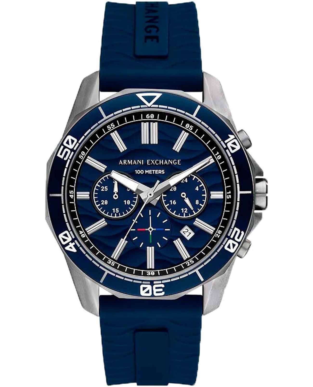 Armani Exchange Armani Exchange Spencer AX1960  AX1960 кварцевые мужские часы синий циферблат, браслет силикон — вид спереди