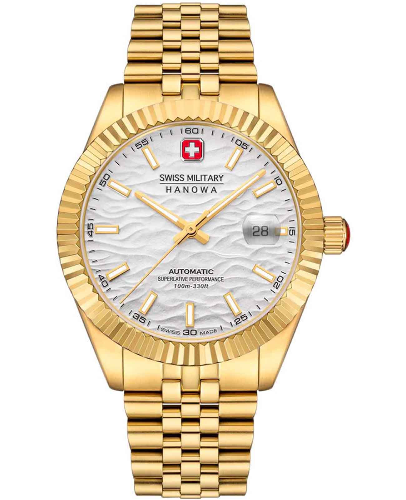 Swiss Military Hanowa Swiss Military Hanowa Master Diligenter SMWGL0005410  SMWGL0005410 механические мужские часы серебристый циферблат, браслет нержавеющая сталь с ip-покрытием — вид спереди