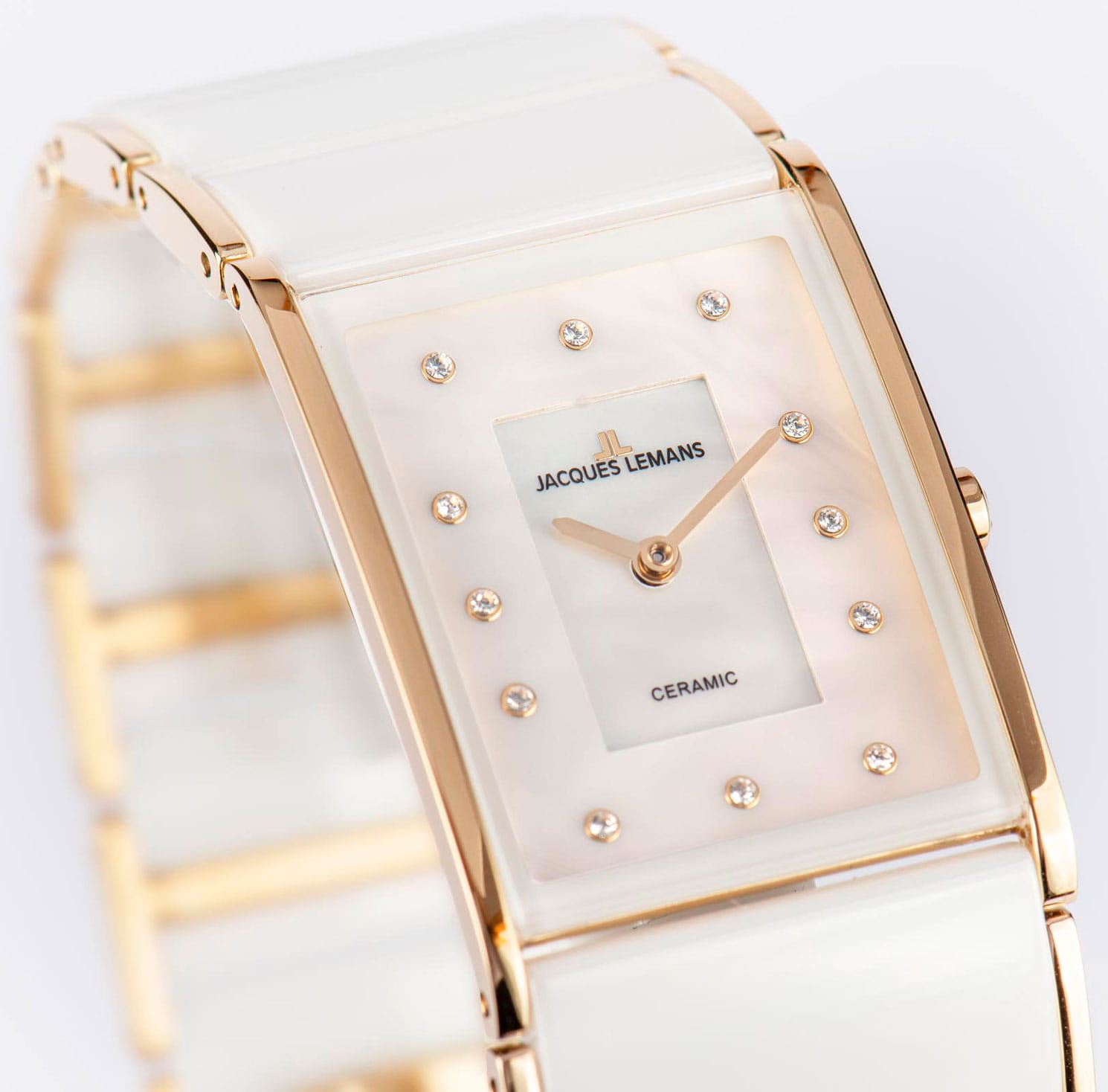 Jacques Lemans Jacques Lemans High Tech Ceramic 1-1940K кварцевые женские часы часы крупный план перламутровый циферблата