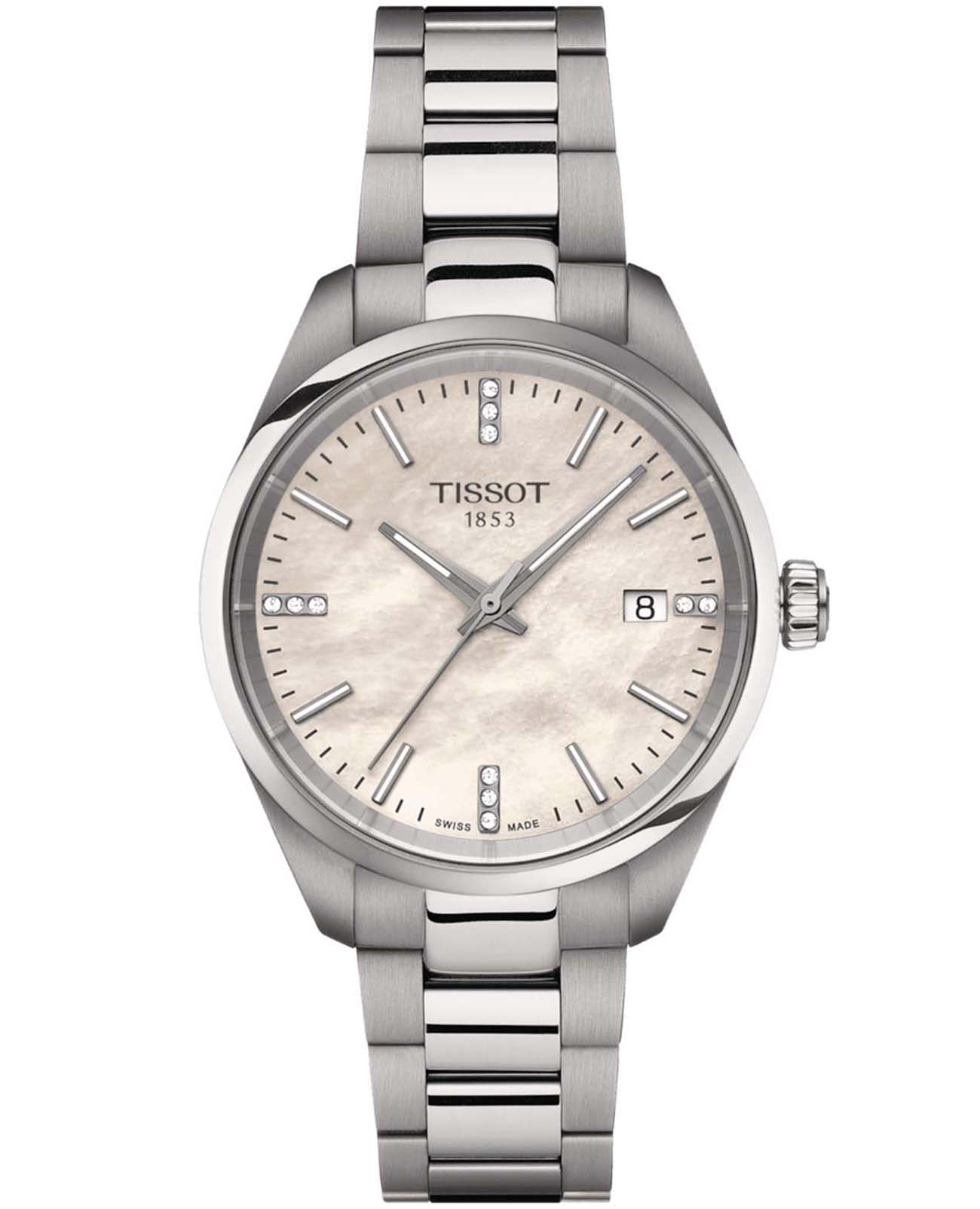 Tissot Tissot PR 100 Quartz 34mm T150.210.11.116.00 PR 100 T1502101111600 кварцевые женские часы  циферблат, браслет нержавеющая сталь — вид спереди