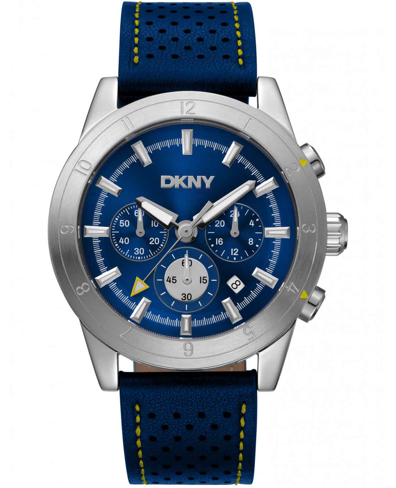 DKNY DKNY Bryant Park Chrono DK1G051L0035  DK1G051L0035 кварцевые мужские часы синий циферблат, браслет кожаный — вид спереди
