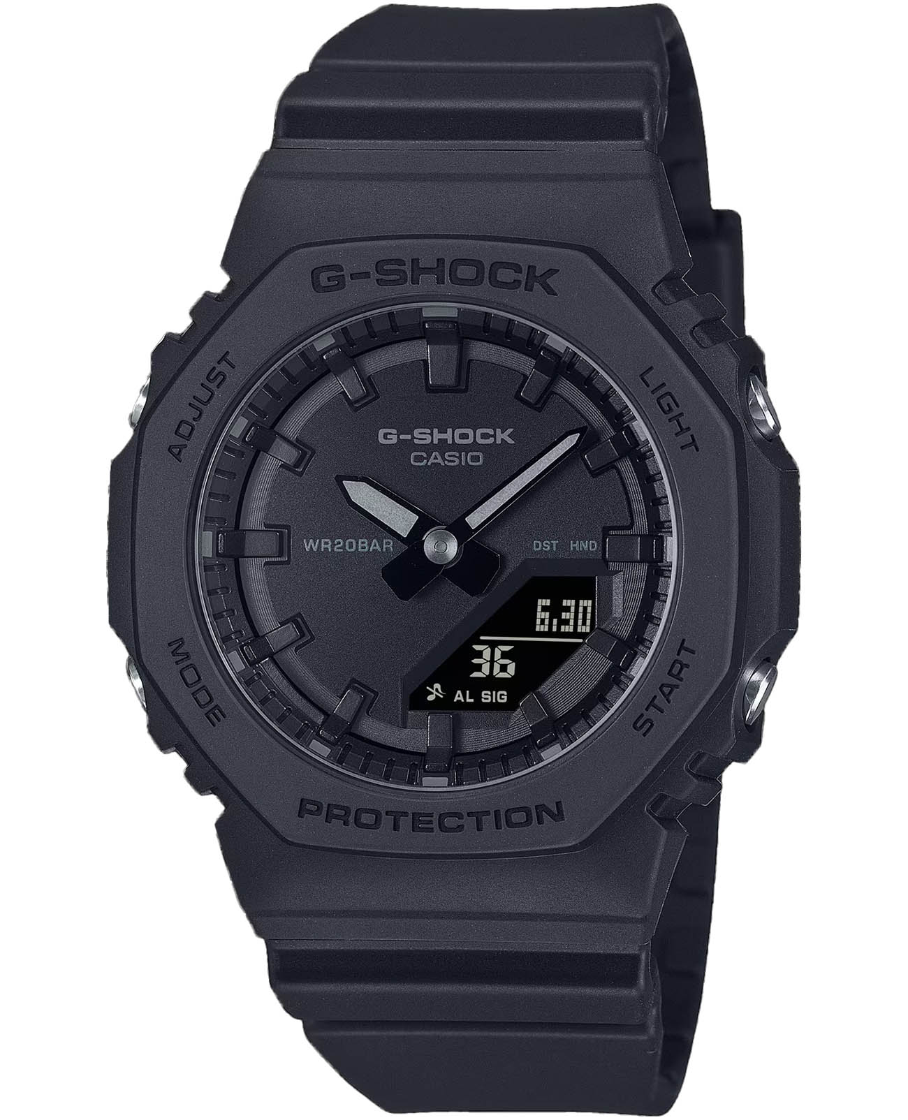 Casio Casio G-Shock GMA-P2100BB-1ADR (GMA-P2100BB-1A)  GMA-P2100BB-1ADR электронные женские часы черный циферблат, браслет пластик — вид спереди