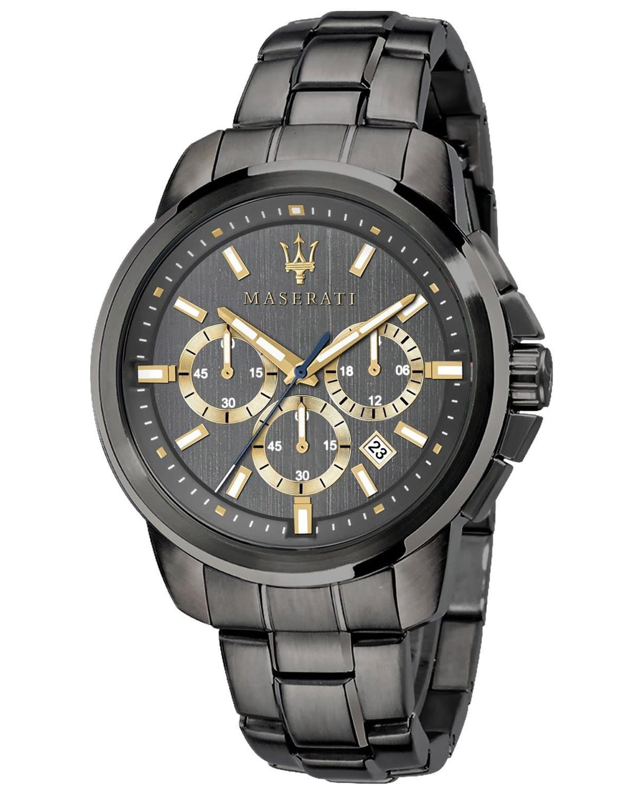 Maserati Maserati Successo R8873621007  R8873621007 кварцевые мужские часы черный циферблат, браслет сталь c pvd покрытием — вид спереди
