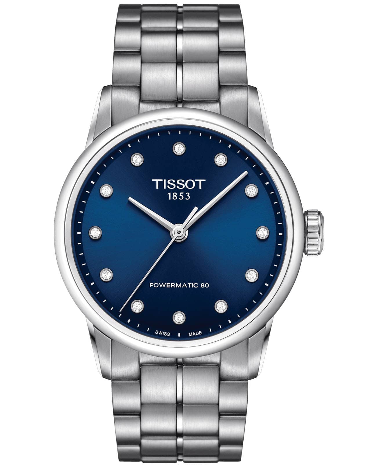 Tissot Tissot Luxury Powermatic 80 Lady T086.207.11.046.00  T0862071104600 механические женские часы синий циферблат, браслет нержавеющая сталь — вид спереди