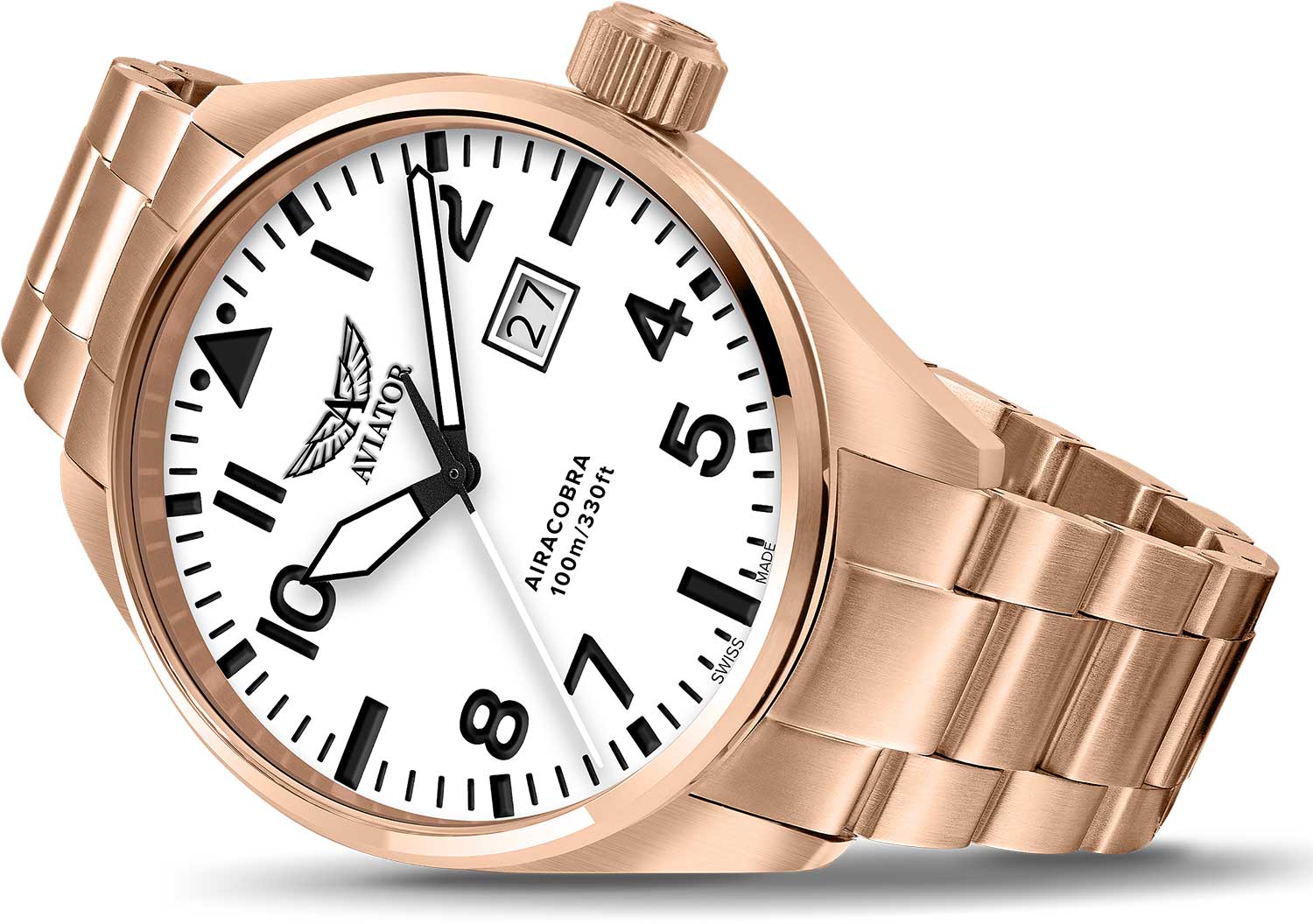 Оригинальные часы Aviator Aviator Airacobra V.1.22.2.152.5 кварцевые калибр механизма ronda 519 общий вид