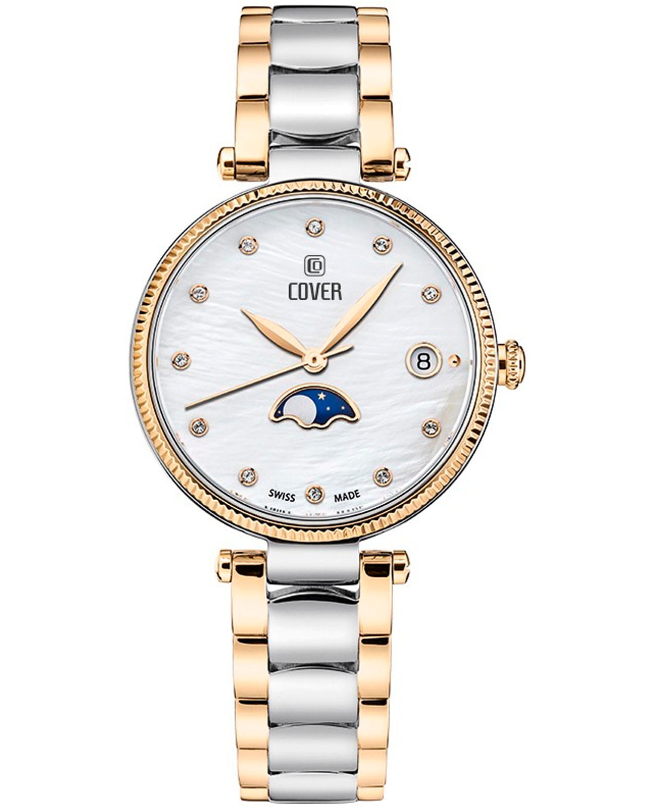 Cover Cover Moon CO196.02  CO196.02 кварцевые женские часы перламутровый циферблат, браслет нержавеющая сталь с pvd-покрытием — вид спереди