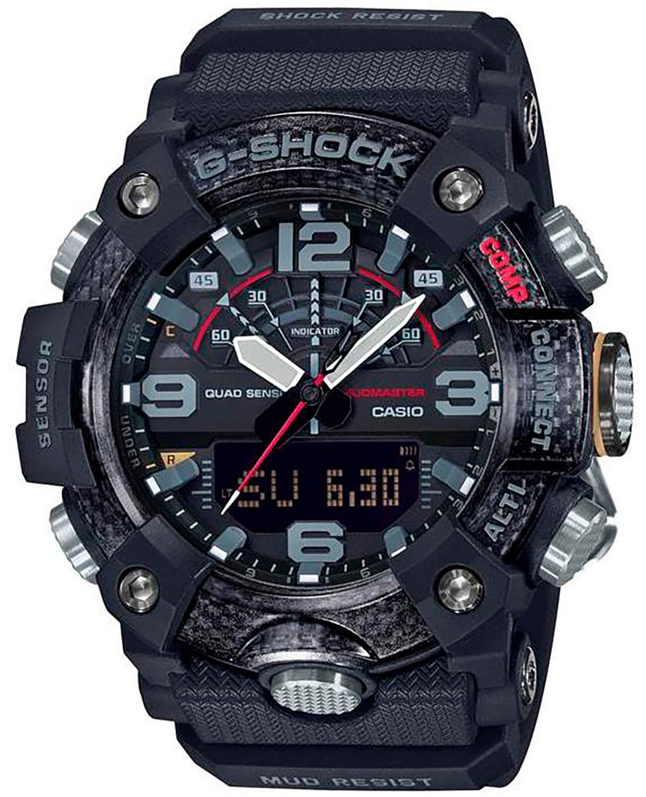 Casio Casio G-Shock GG-B100-1A Mudmaster GG-B100-1A электронные мужские часы черный циферблат, браслет пластик — вид спереди