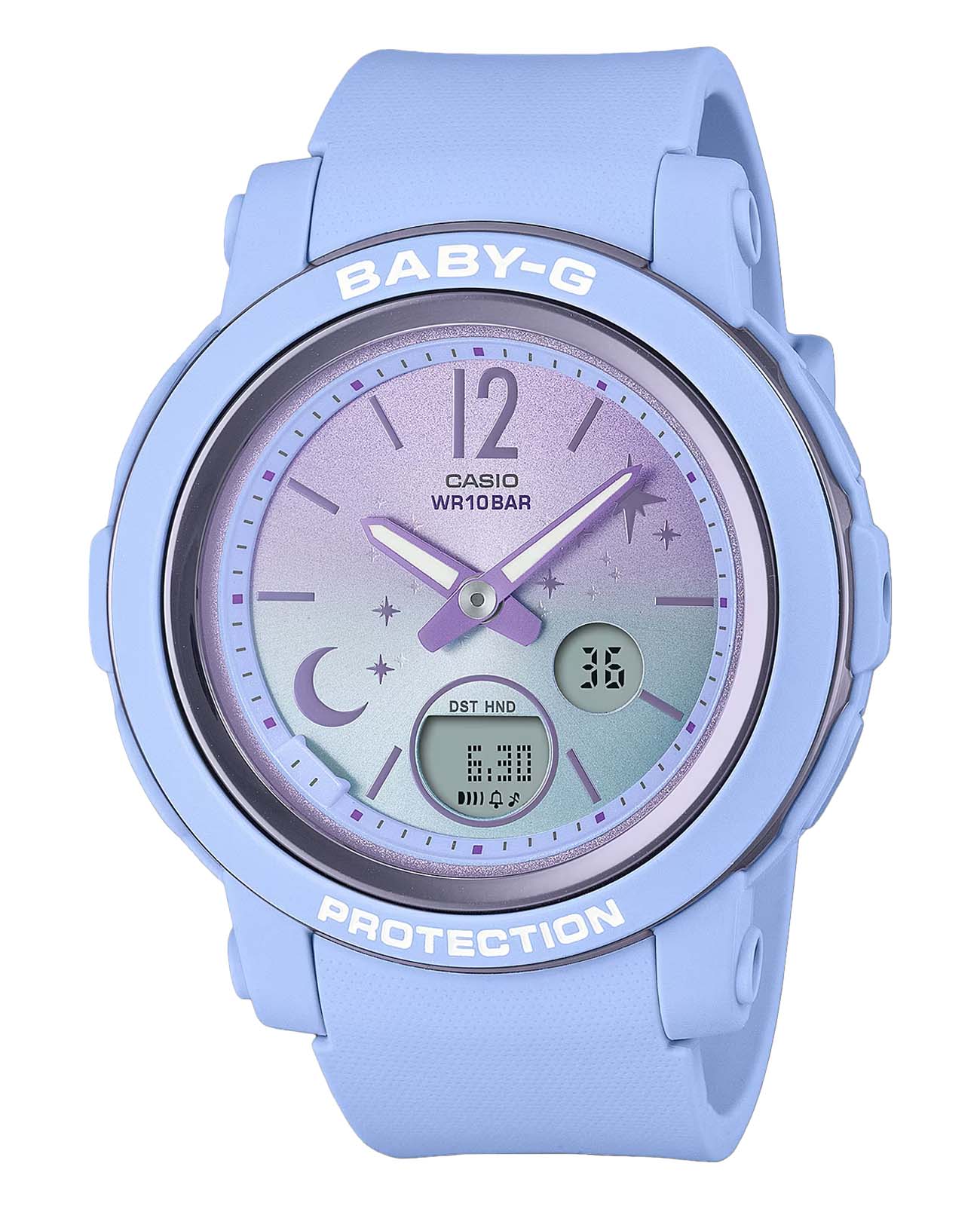 Casio Casio Baby-G BGA-290DS-2ADR (BGA-290DS-2A)  BGA-290DS-2A кварцевые женские часы  циферблат, браслет пластик — вид спереди