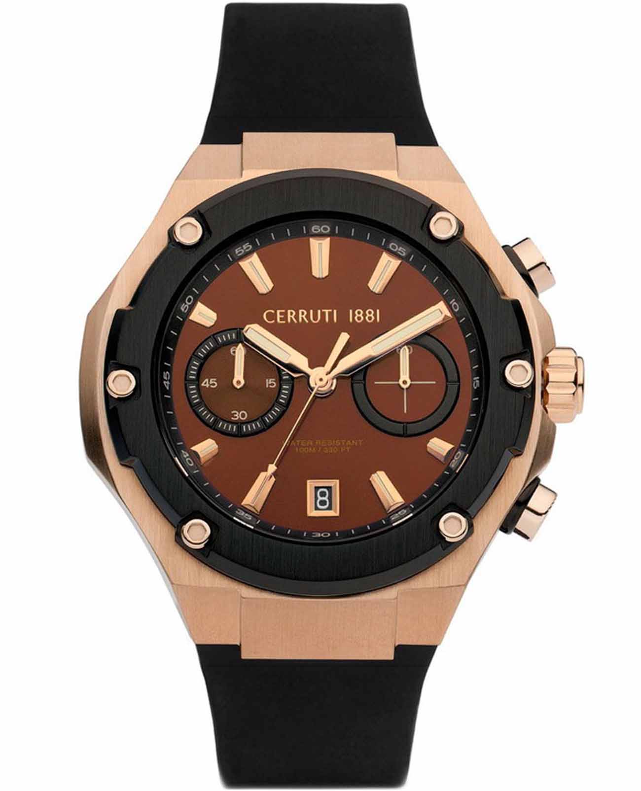 Cerruti 1881 Cerruti 1881 Lucardo CIWGO2206102  CIWGO2206102 кварцевые мужские часы коричневый циферблат, браслет силикон — вид спереди