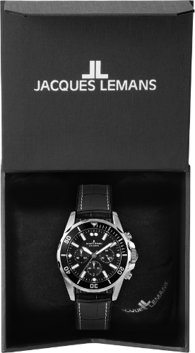 Jacques Lemans Jacques Lemans Sport 1-2091A,  австрия мужские часы на браслете кожаный боковой вид