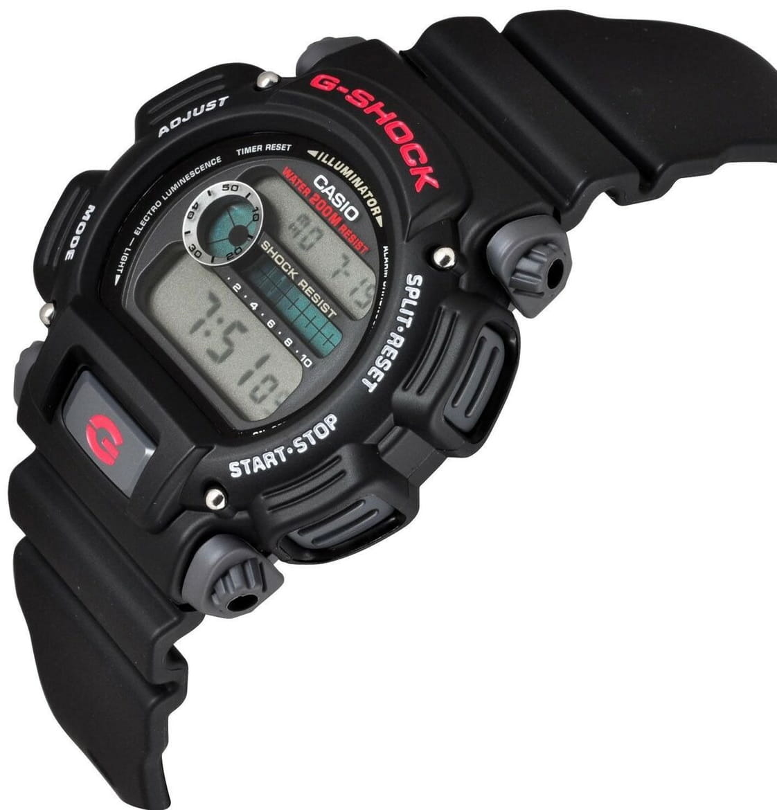 Casio Casio G-Shock DW-9052-1VDR (DW-9052-1V), g-shock япония мужские часы на браслете пластик боковой вид