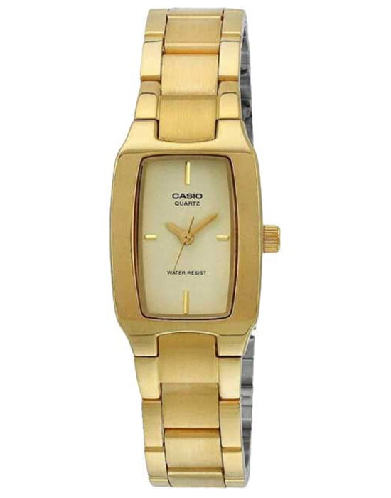 Casio Casio Collection LTP-1165N-9C  LTP-1165N-9C кварцевые женские часы бежевый циферблат, браслет нержавеющая сталь с ip-покрытием — вид спереди