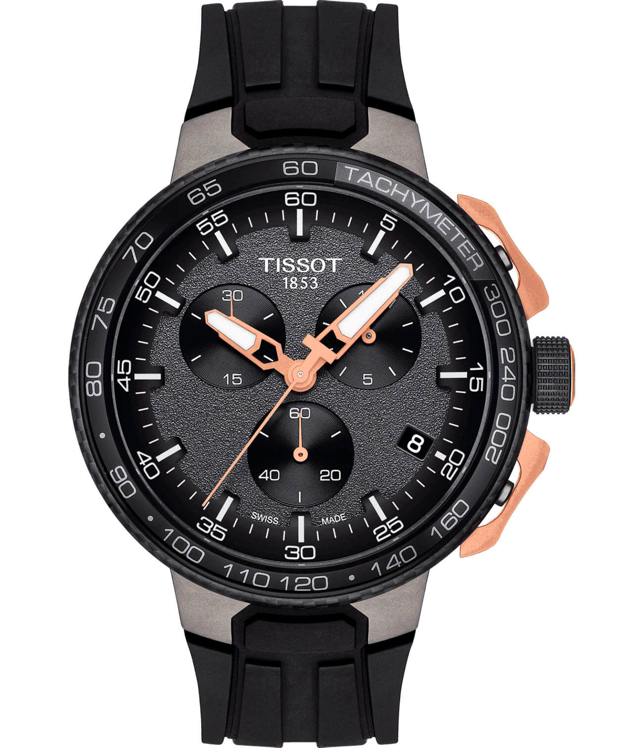 Tissot Tissot T-Race Cycling T111.417.37.441.07 T Race Cycling T1114173744107 кварцевые мужские часы черный циферблат, браслет силикон — вид спереди