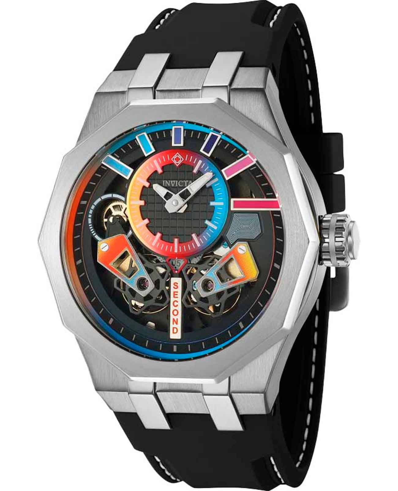 Invicta Invicta Specialty IN43196  IN43196 механические мужские часы цветной циферблат, браслет силикон — вид спереди