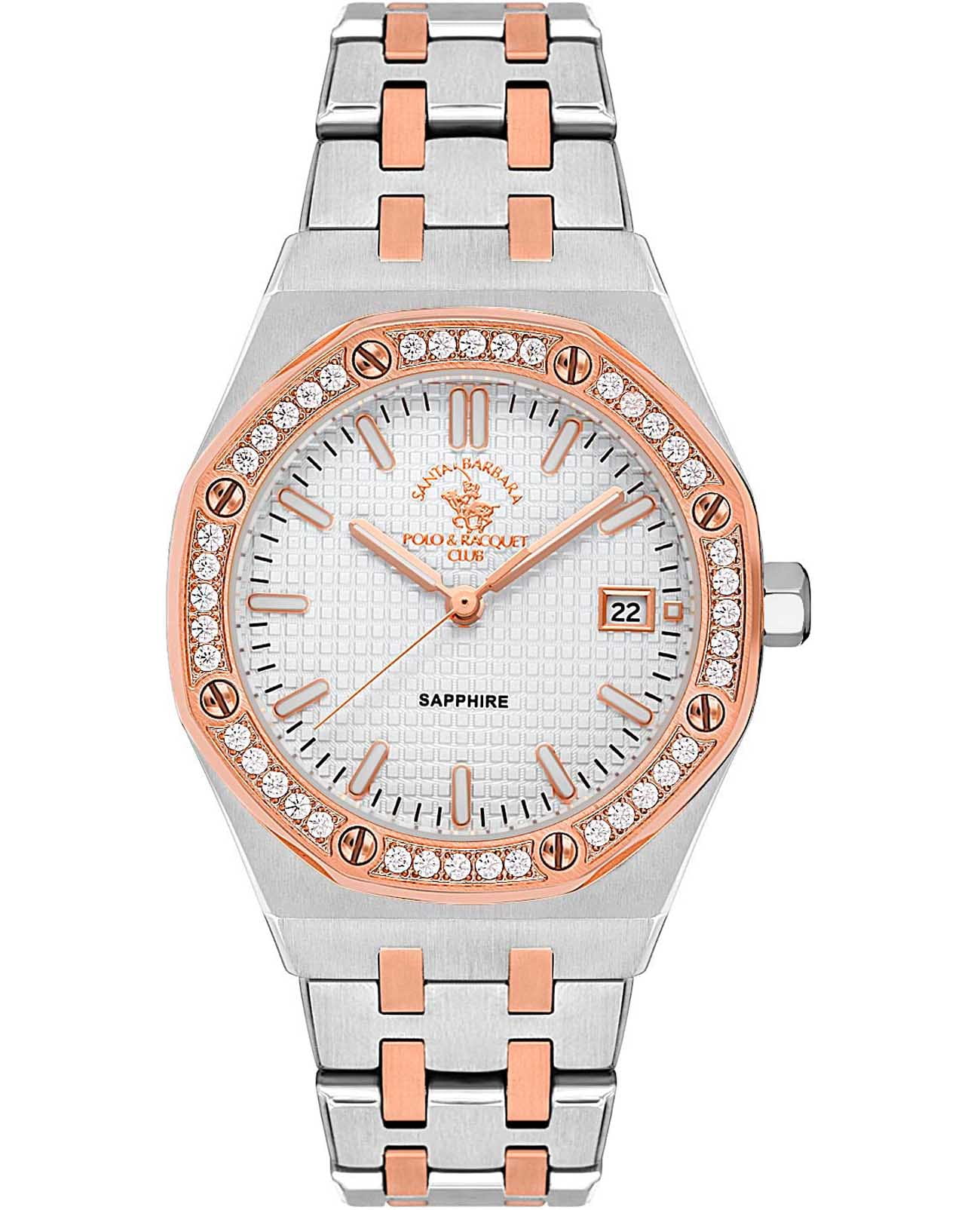 Santa Barbara Polo & Racquet Club Santa Barbara Polo & Racquet Club Luxury SB.1.10554-5  SB.1.10554-5 кварцевые женские часы серебристый циферблат, браслет нержавеющая сталь с ip-покрытием — вид спереди