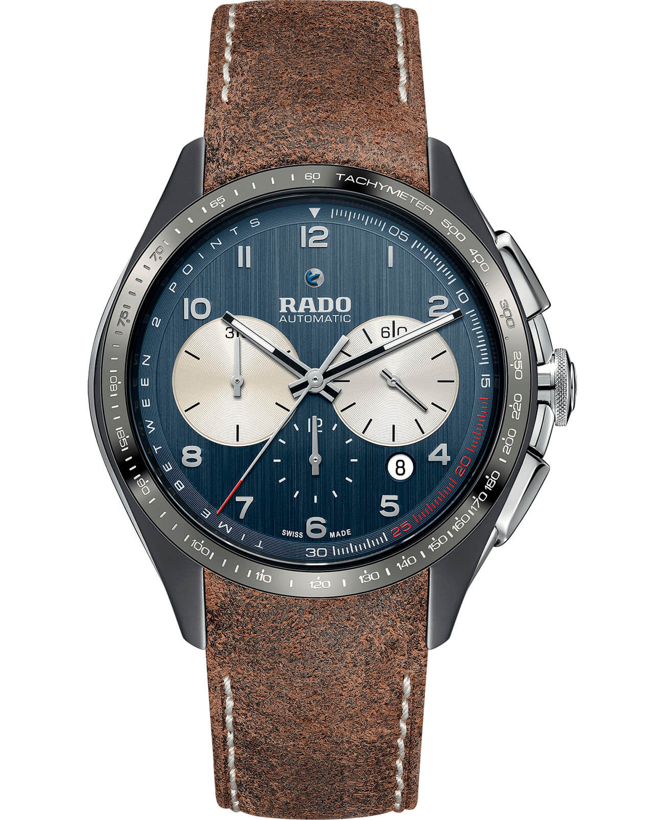 Rado Rado Hyperchrome Tennis Automatic Chronograph R32022105 Automatic R32022105 механические мужские часы синий циферблат, браслет кожаный — вид спереди