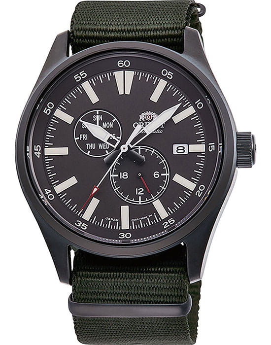 Orient Orient RA-AK0403N1 (RN-AK0403N)  RA-AK0403N механические мужские часы черный циферблат, браслет нейлон — вид спереди