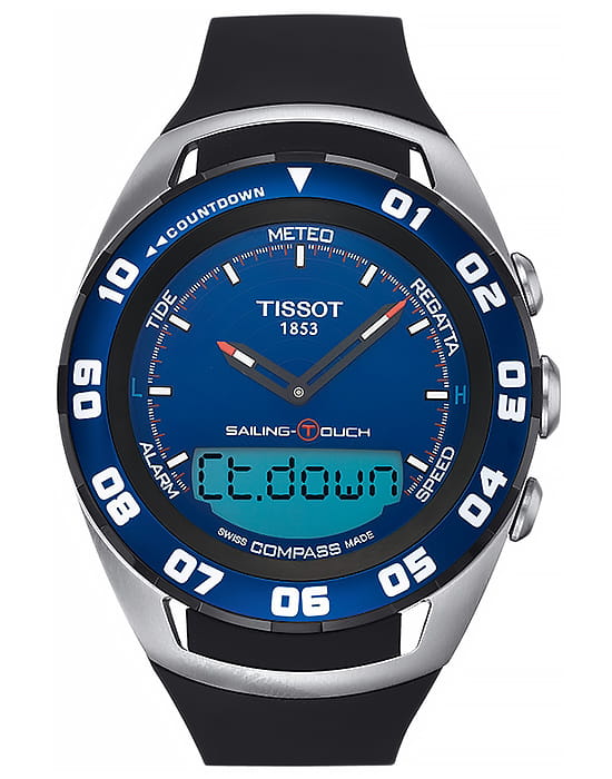 Tissot Tissot T-Tactile Sailing-Touch T056.420.27.041.00 T Touch T0564202704100 кварцевые мужские часы синий циферблат, браслет силикон — вид спереди