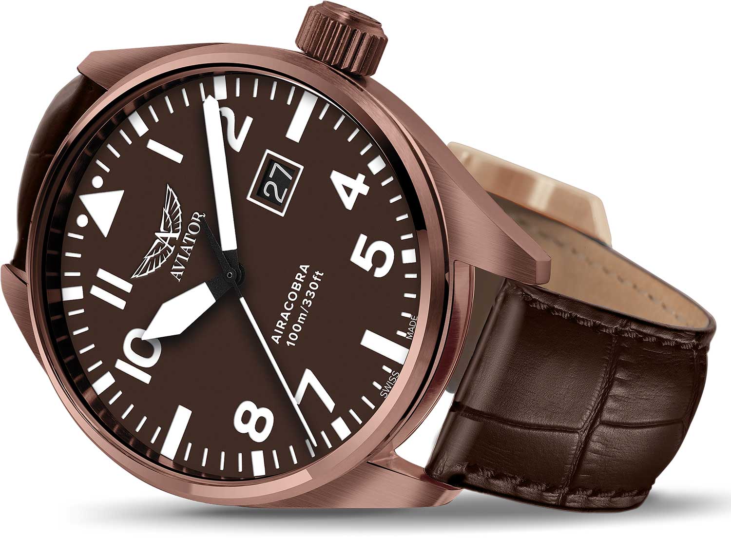 Aviator Aviator Airacobra P42 V.1.22.8.151.4 мужские часы коричневый циферблат на запястье