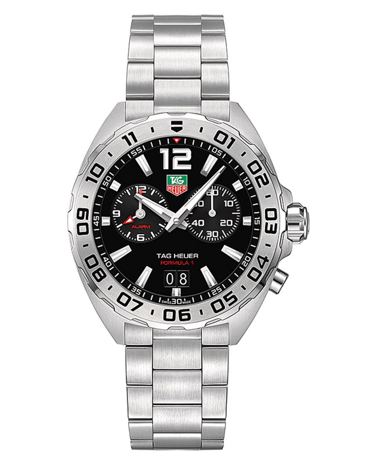 TAG Heuer TAG Heuer Formula 1 WAZ111A.BA0875  WAZ111A.BA0875 кварцевые мужские часы черный циферблат, браслет нержавеющая сталь — вид спереди