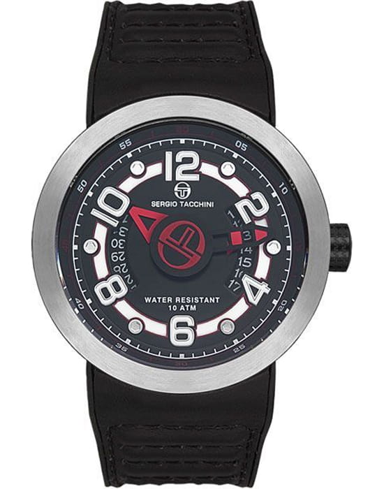 Sergio Tacchini Sergio Tacchini Heritech ST.9.109.04  ST.9.109.04 кварцевые мужские часы черный циферблат, браслет кожаный — вид спереди