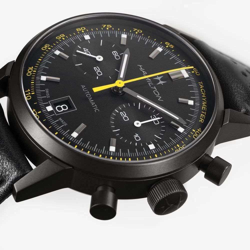 Оригинальные часы Hamilton Hamilton American Classic Intra-matic Autochrono Full Black H38446731 механические калибр механизма h-31 общий вид
