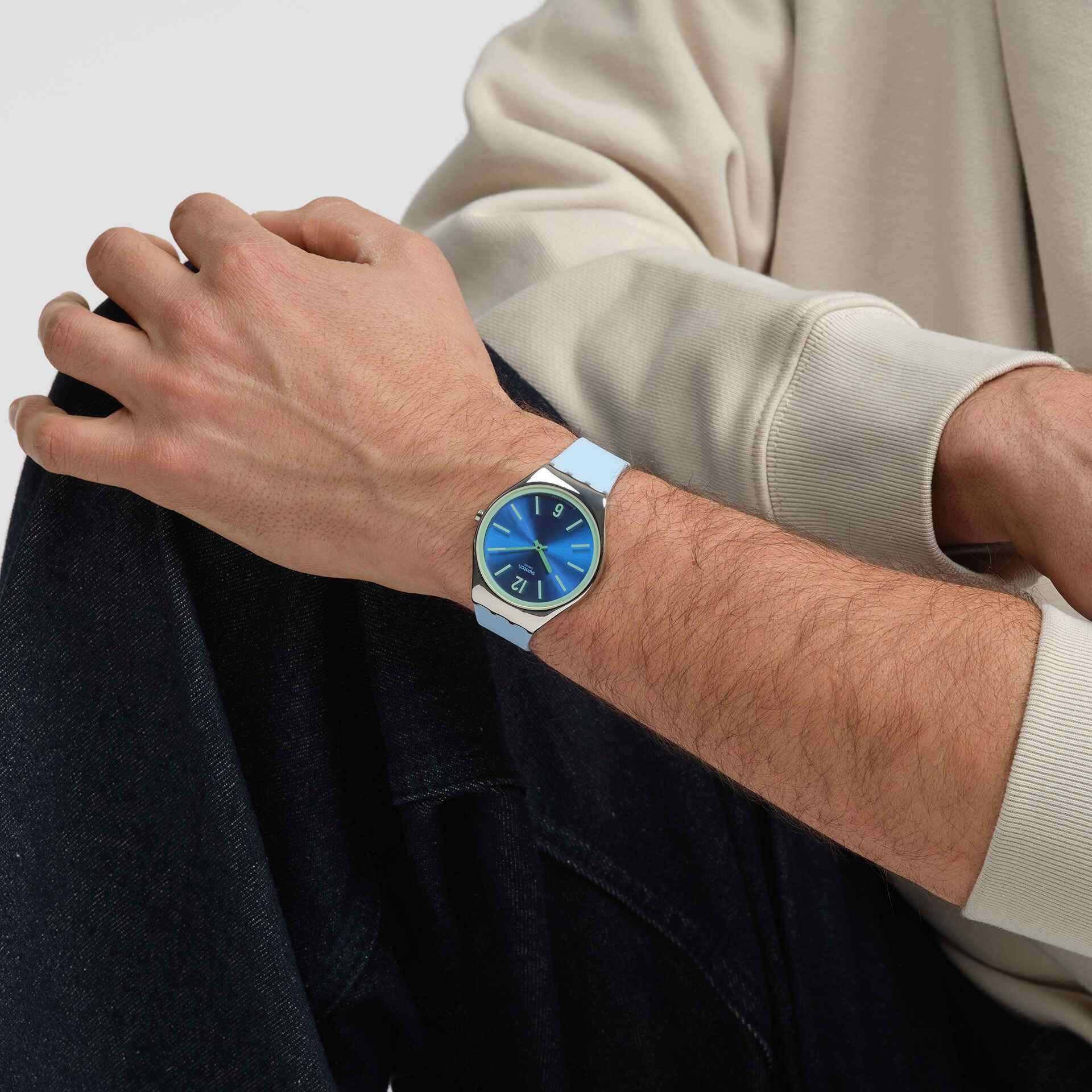 Swatch Swatch Skin Irony SYXS156 женские часы голубой циферблат на запястье