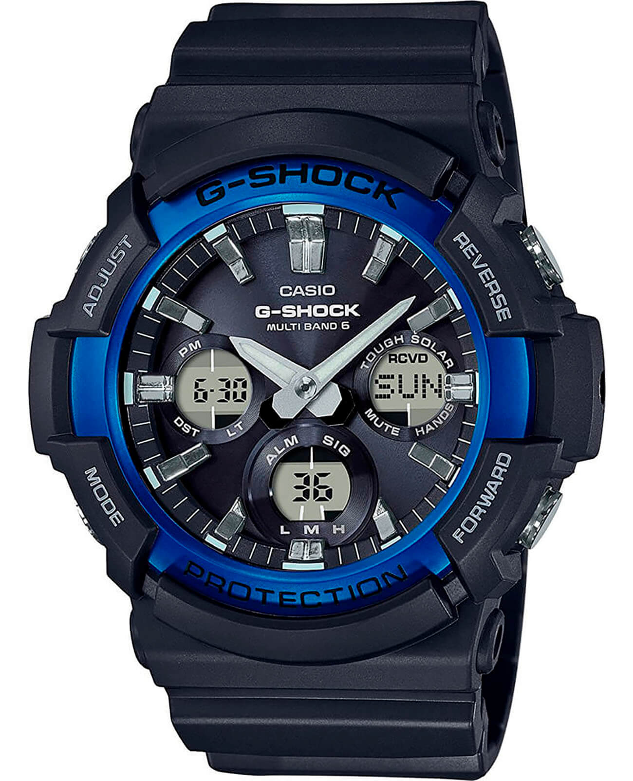 Casio Casio G-Shock GAW-100B-1A2  GAW-100B-1A2 электронные мужские часы серый циферблат, браслет пластик — вид спереди