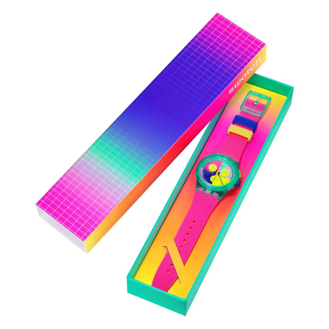 Swatch Swatch Chrono 42 Standard SUSG408, gent швейцария женские часы на браслете силикон боковой вид