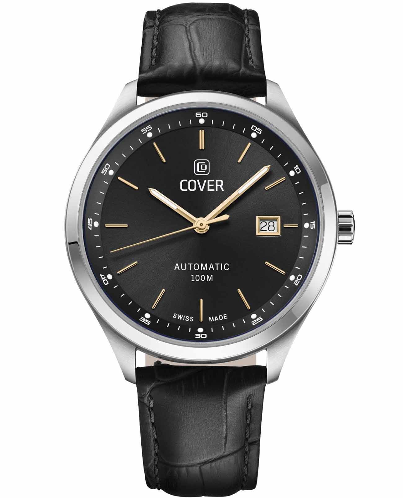 Cover Cover Arena Automatic COA225.04  COA225.04 механические мужские часы черный циферблат, браслет кожаный — вид спереди