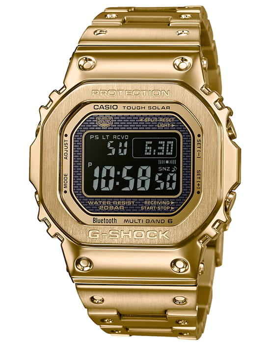 Casio Casio G-Shock GMW-B5000GD-9E лимитированной серии GMW-B5000GD-9ER электронные мужские часы  циферблат, браслет сталь с ip покрытием — вид спереди