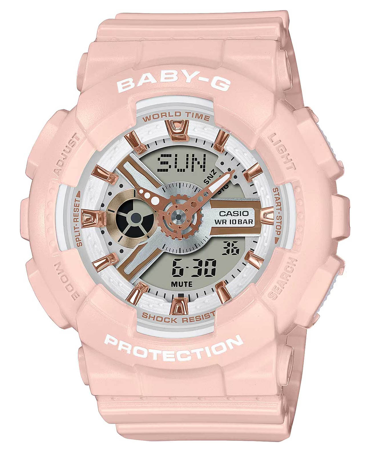 Casio Casio Baby-G BA-110XRG-4ADR  BA-110XRG-4ADR кварцевые женские часы  циферблат, браслет пластик — вид спереди