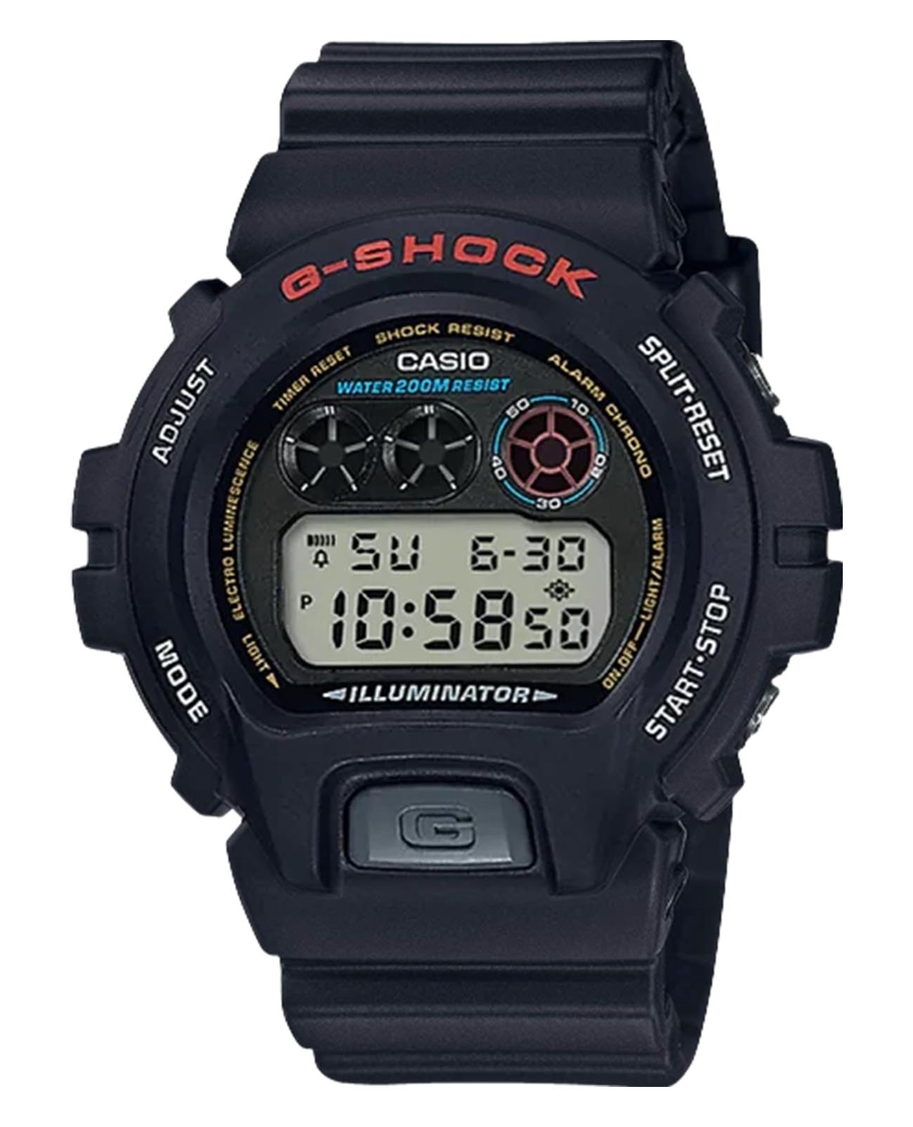 Casio Casio G-Shock DW-6900U-1DR  DW-6900U-1DR электронные мужские часы черный циферблат, браслет пластик — вид спереди