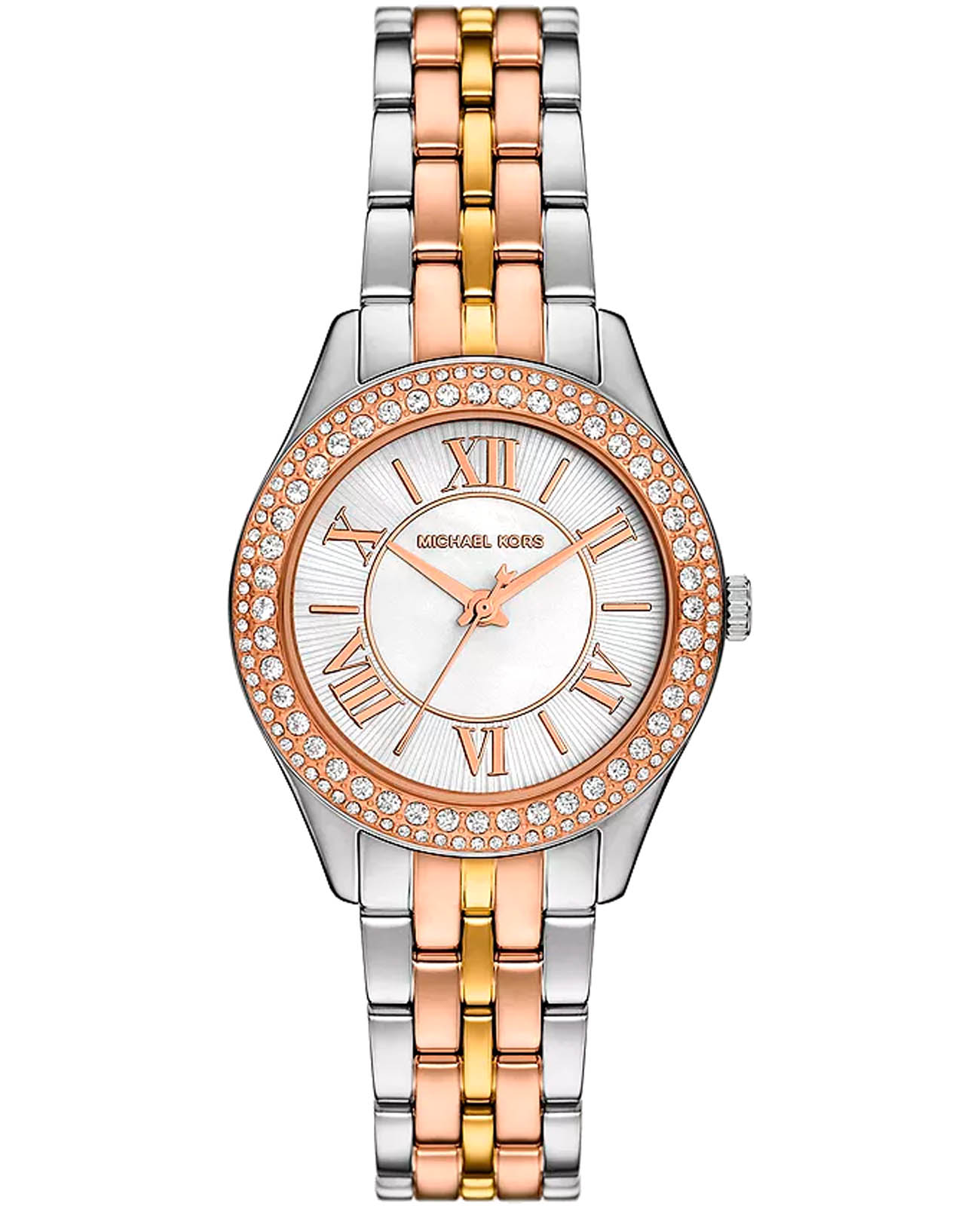 Michael Kors Michael Kors Harlowe MK4846  MK4846 кварцевые женские часы серебристый циферблат, браслет нержавеющая сталь с pvd-покрытием — вид спереди