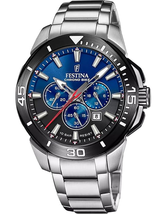 Festina Festina Chrono Bike F20641/C  F20641/C кварцевые мужские часы синий циферблат, браслет нержавеющая сталь — вид спереди