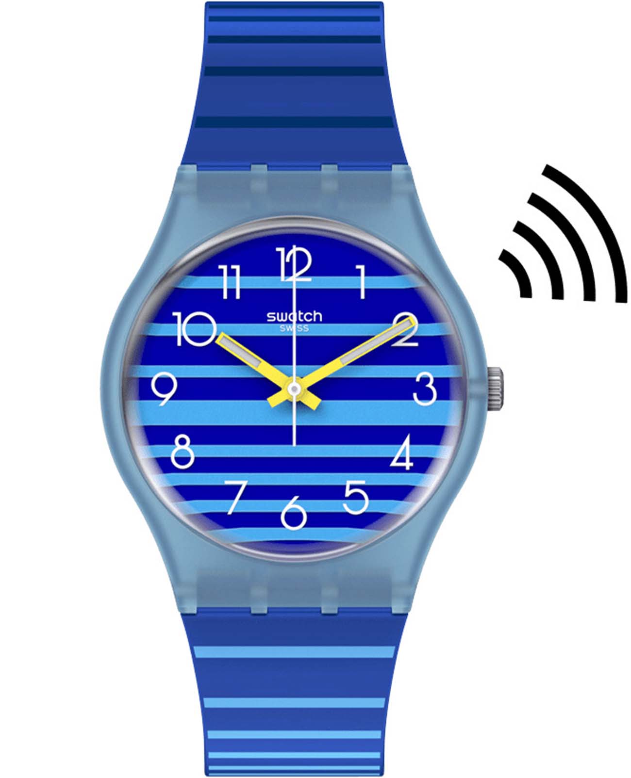 Swatch Swatch Gent Swatch Pay! SVHS102-5300  SVHS102-5300 кварцевые мужские часы синий циферблат, браслет силикон — вид спереди