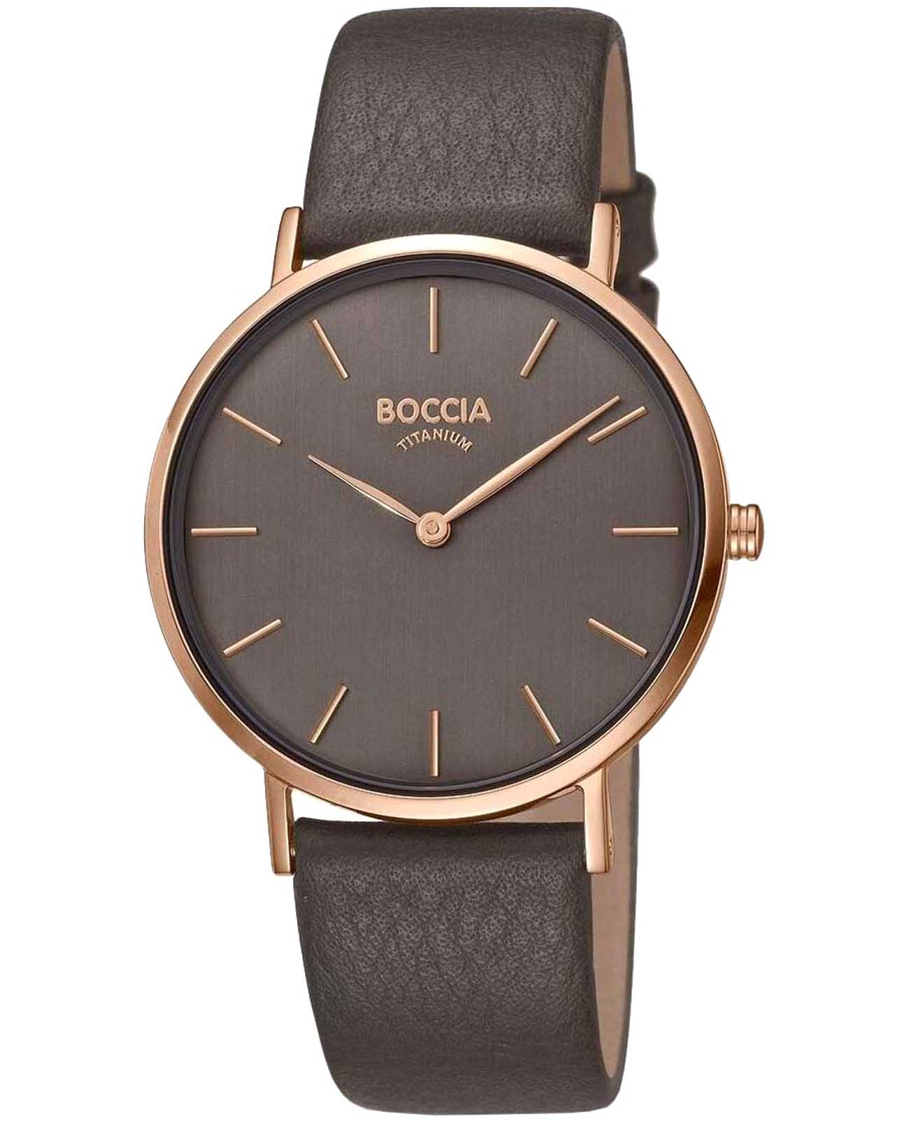 Boccia Titanium Boccia Titanium Circle-Oval 3273-11  3273-11 кварцевые женские часы коричневый циферблат, браслет кожаный — вид спереди