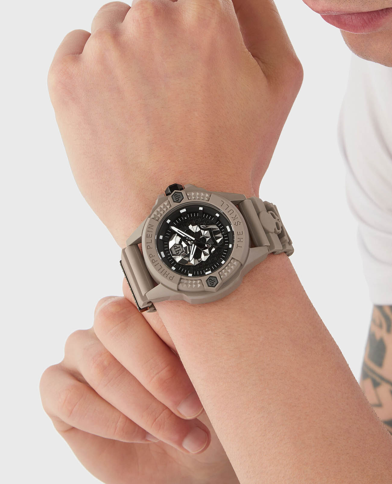 Philipp Plein Philipp Plein The Skull Ecoceramic PWUBA0323 , наручные мужские часы фото под углом