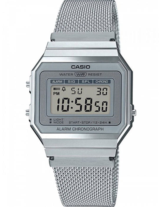 Casio Casio Collection A700WEM-7AEF  A700WEM-7A кварцевые мужские часы серебристый циферблат, браслет нержавеющая сталь — вид спереди