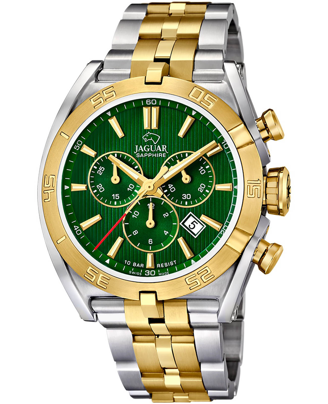 Jaguar Jaguar Executive J855/B  J855/B кварцевые мужские часы зеленый циферблат, браслет нержавеющая сталь с pvd-покрытием — вид спереди