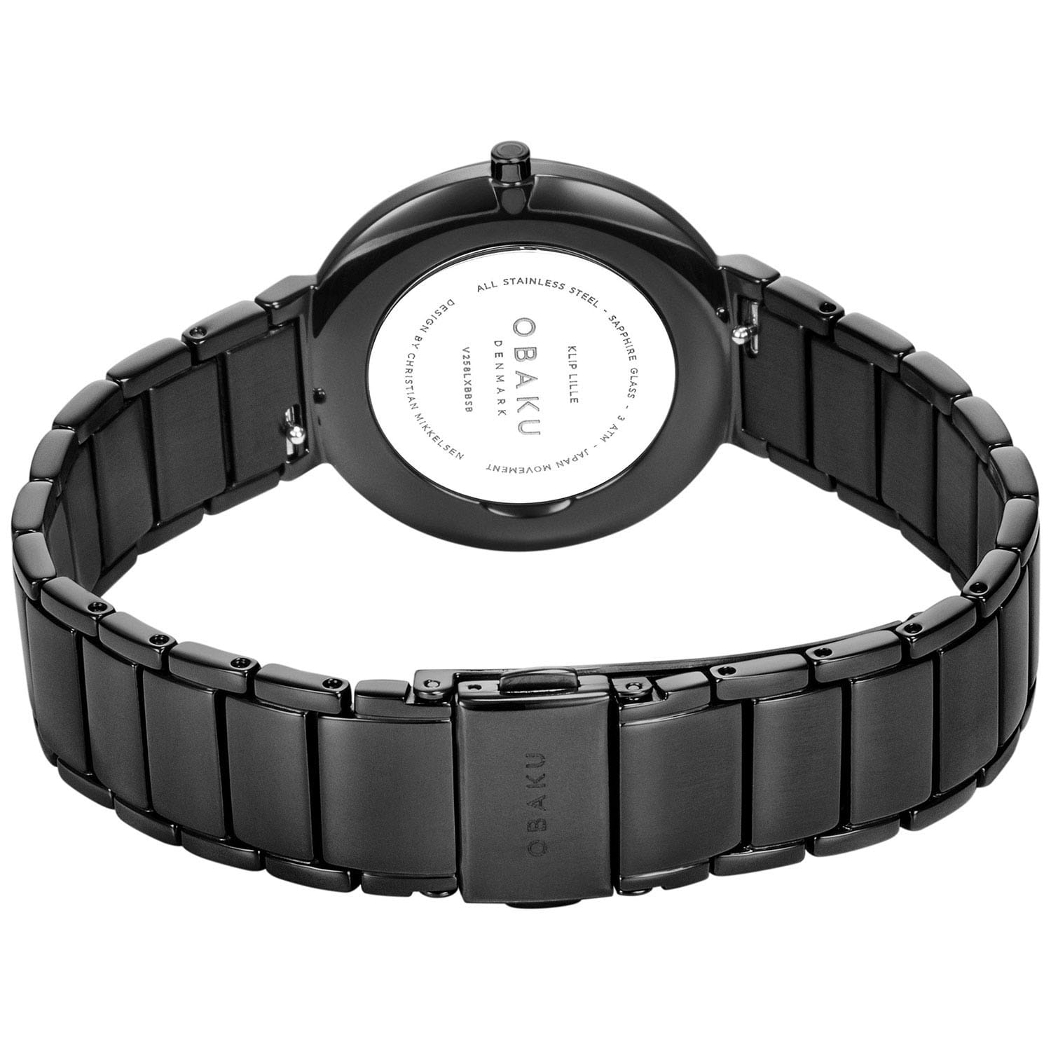 Obaku Obaku Links V258LXBBSB,  дания женские часы на браслете сталь с ip покрытием боковой вид