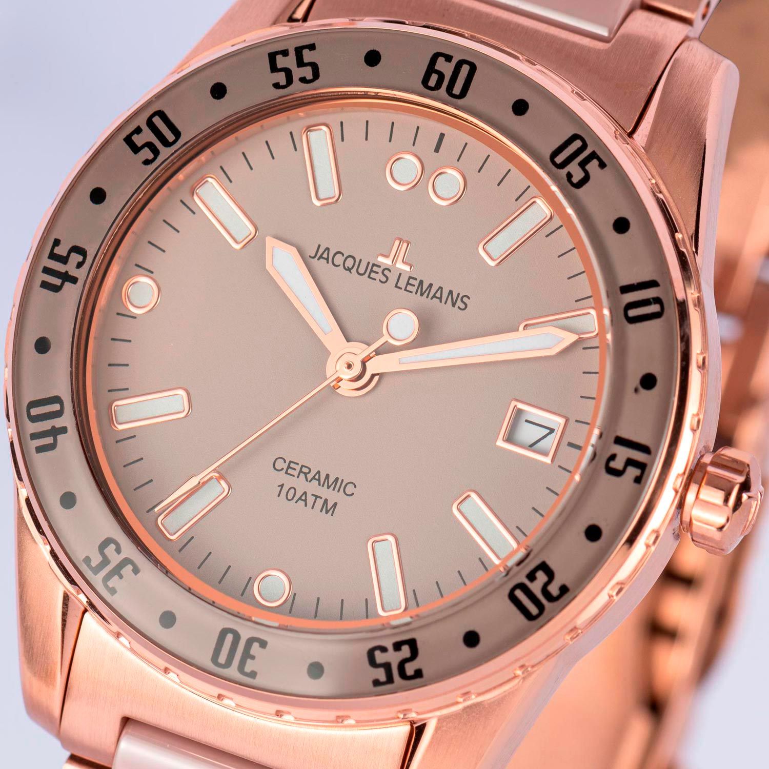 Jacques Lemans Jacques Lemans High Tech Ceramic 42-12M женские часы бежевый циферблат на запястье