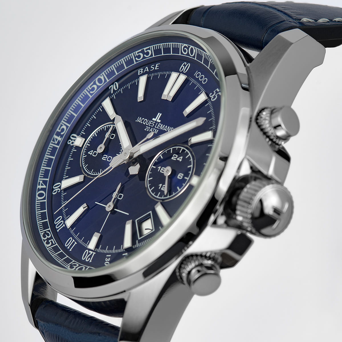 Jacques Lemans Jacques Lemans  Sport 1-2117C,  австрия мужские часы на браслете кожаный боковой вид